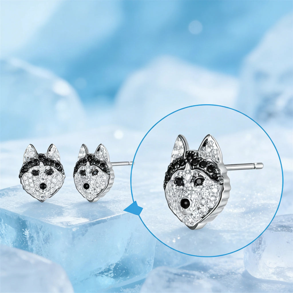 Siberian Husky Silver Earrings – Unique Dog Jewelry Gift for Girls