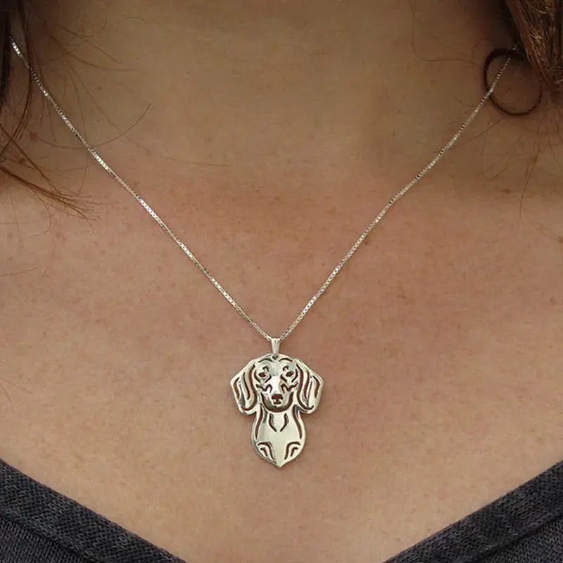 Silver Dachshund Charm Necklace – Delicate Bond Dog Jewelry for Women