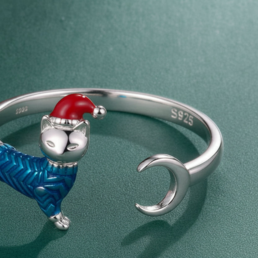 Silver Dachshund Christmas Ring – Festive Puppy Dog Jewelry for Women