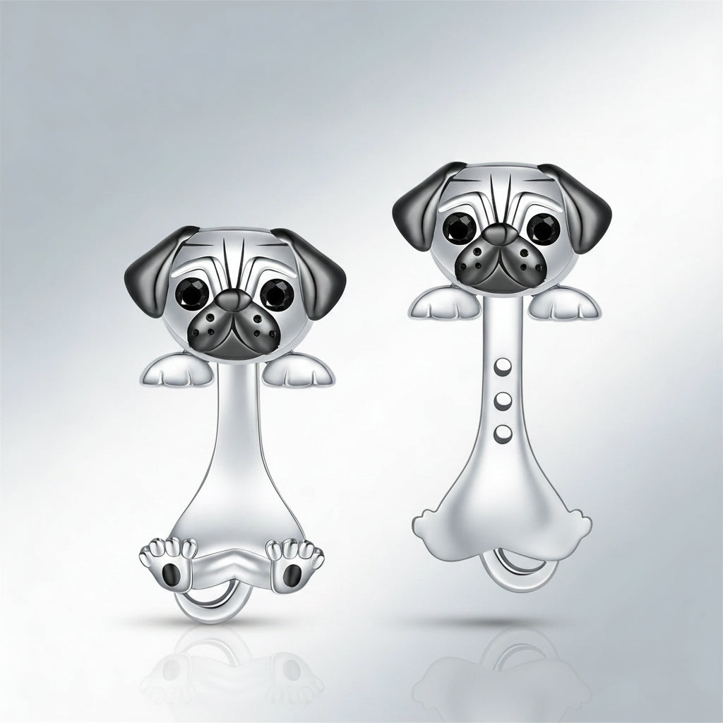 Silver Pug Earrings – Timeless Dog Lover Jewelry Charm for Women